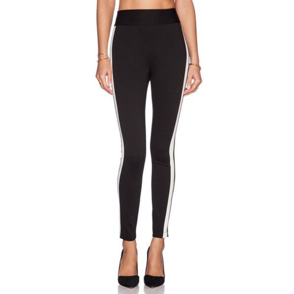 BCBGeneration Black with Ivory Stripe High Waisted Leggings Pants - Picture 4 of 14